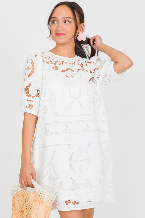 Broderie Dress, Off White