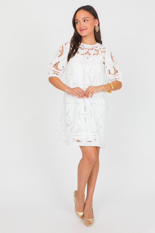 Broderie Dress, Off White