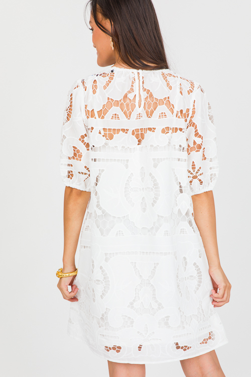 Broderie Dress, Off White