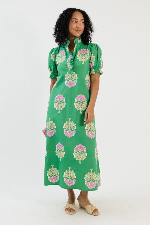 Perfect Floral Maxi, Green - New Arrivals - The Blue Door Boutique