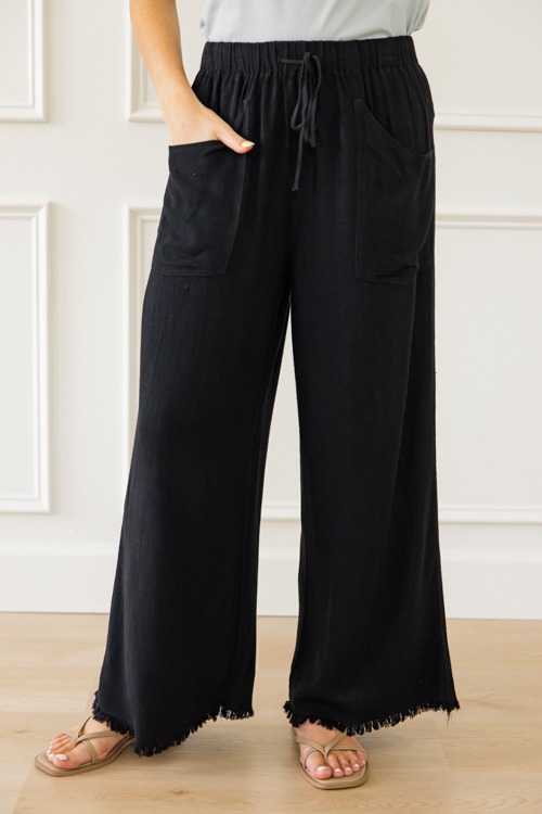 Lola Frayed Linen Pants, Black - 0430-101h.jpg