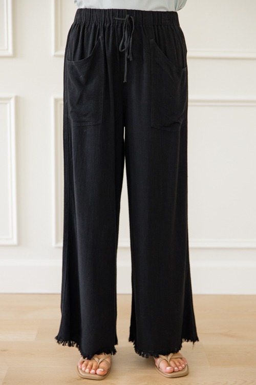 Lola Frayed Linen Pants, Black - 0430-103.jpg