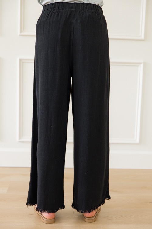Lola Frayed Linen Pants, Black - 0430-104.jpg