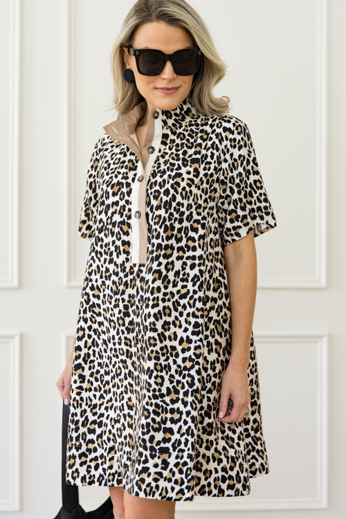 Leopard Shirt Dress, Camel