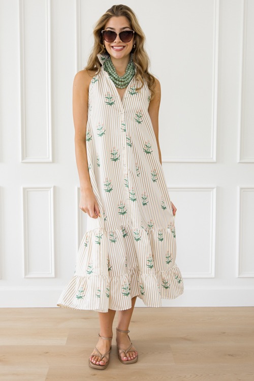 Striped Floral Print Maxi, Latte - 0430-135.jpg