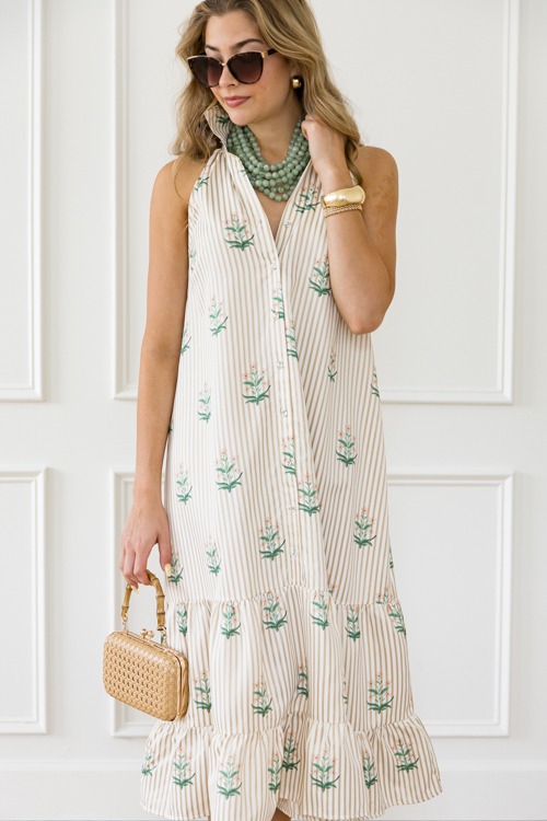 Striped Floral Print Maxi, Latte - 0430-136.jpg