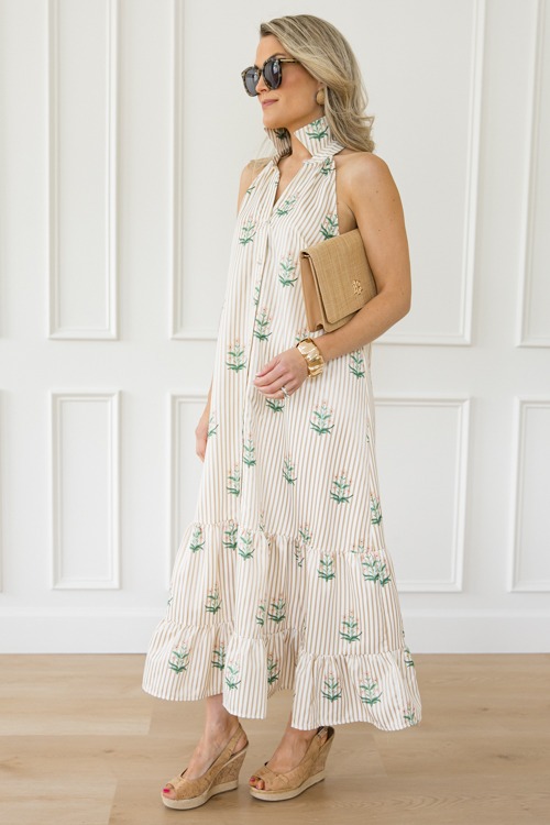 Striped Floral Print Maxi, Latte - 0430-138.jpg