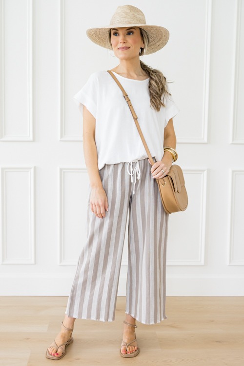 Perry Striped Pants, Stone