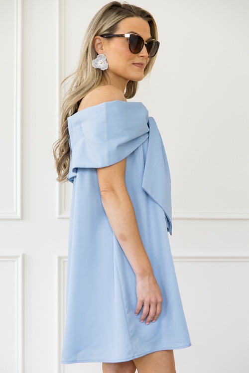 Bow Off Shoulder Dress, Baby Blue - 0430-185.jpg