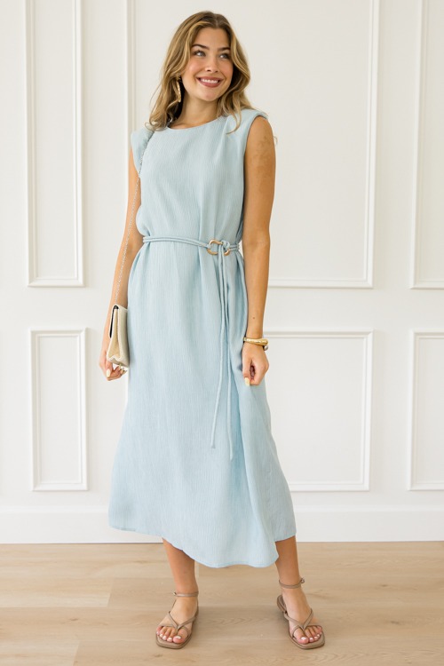 Textured Tie Belt Maxi, Seafoam