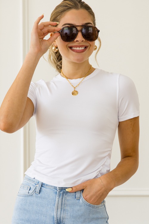 Ruched Sides Tee, Off White
