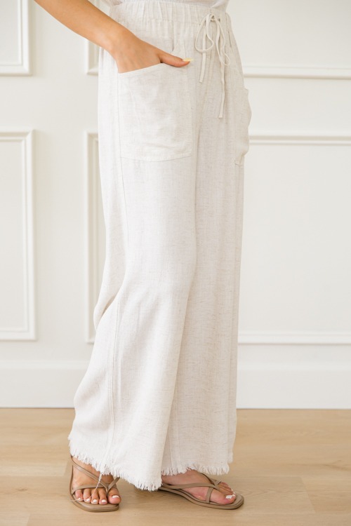 Lola Frayed Linen Pants, Oatmeal