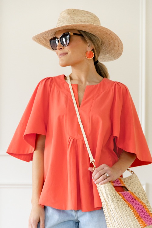 All In A Flutter Top, Coral