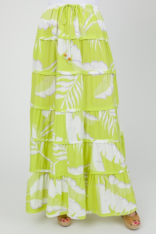 Palm Pleat Tier Maxi Skirt
