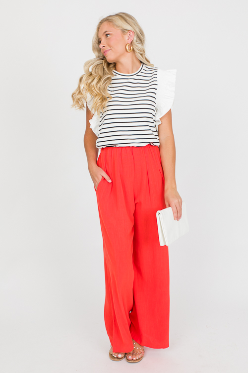 Maren Linen Pants, Orange Red
