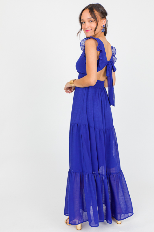 Chiffon Tie Back Maxi, Navy Blu