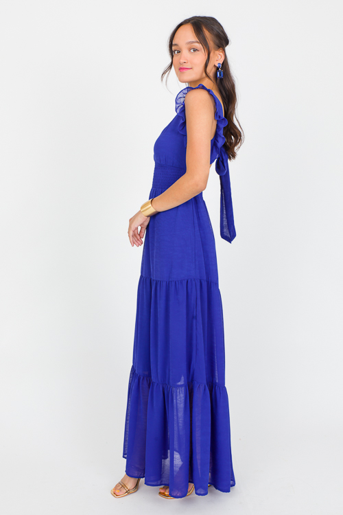 Chiffon Tie Back Maxi, Navy Blu
