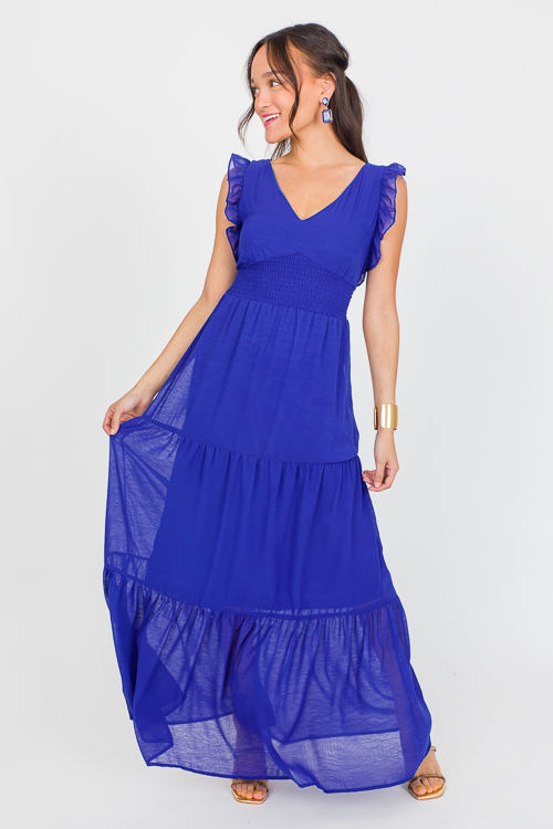 Chiffon Tie Back Maxi, Navy Blu
