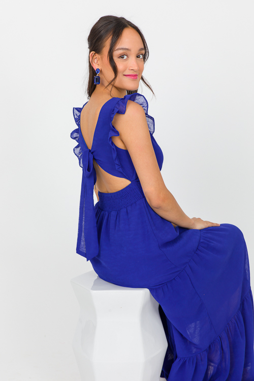 Chiffon Tie Back Maxi, Navy Blu