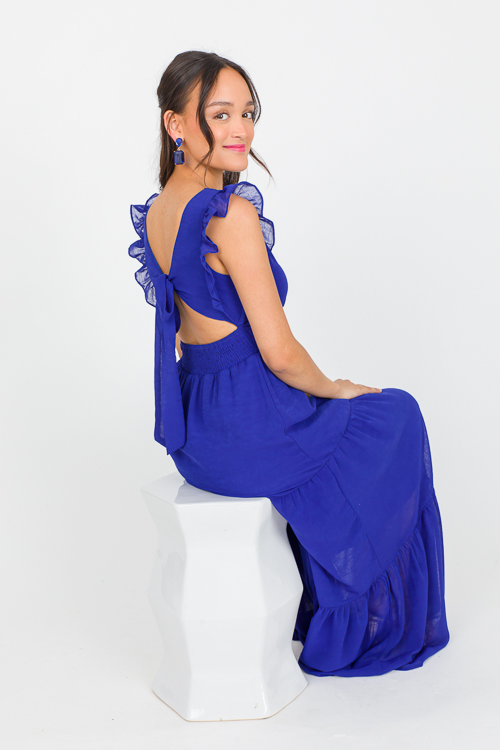 Chiffon Tie Back Maxi, Navy Blu