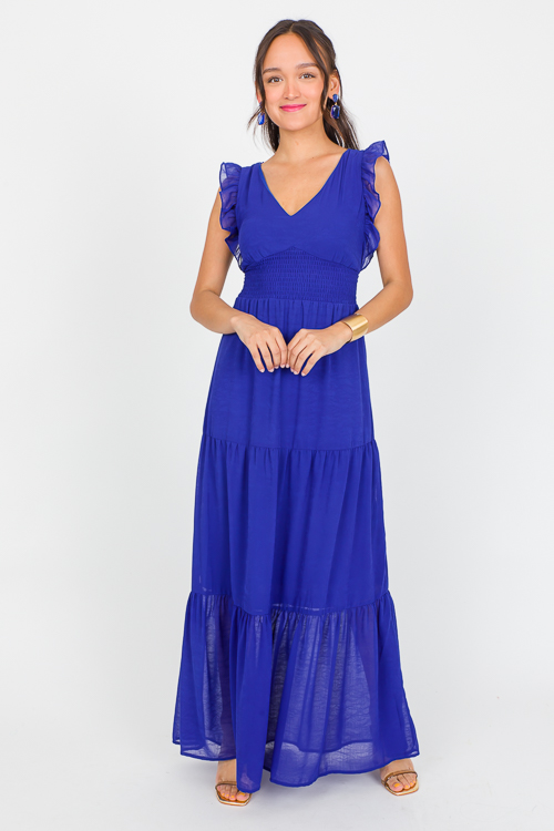 Chiffon Tie Back Maxi, Navy Blu
