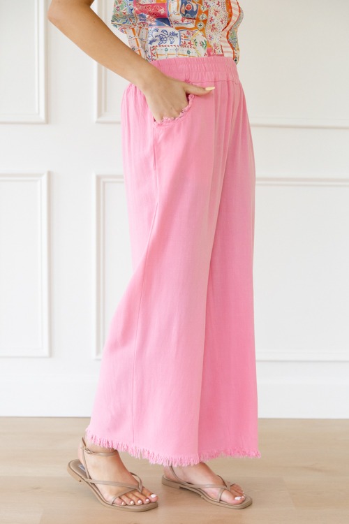 Cropped Linen Pant, Cotton Candy