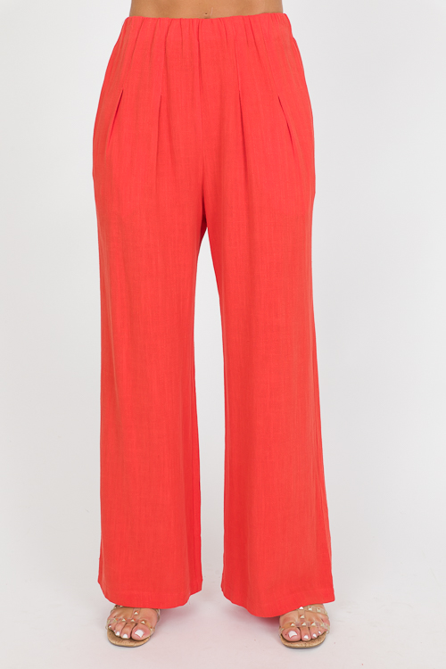 Maren Linen Pants, Orange Red