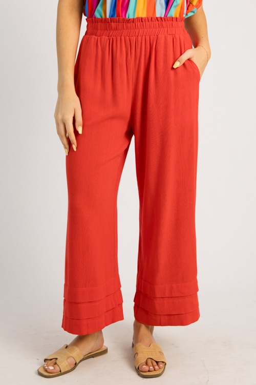 Pleat Detail Linen Pants, Poppy