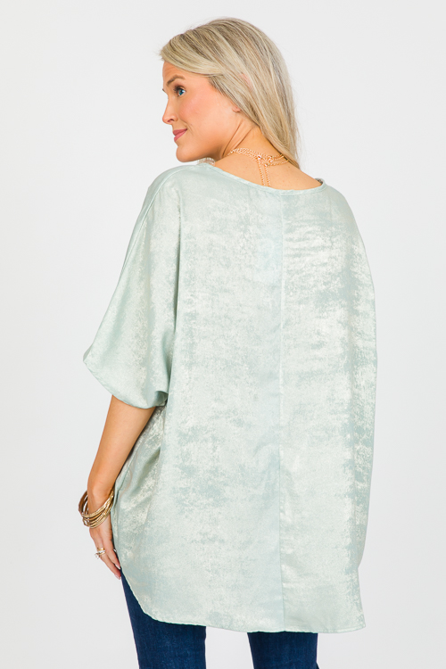 Metallic Oversize Blouse, Sage