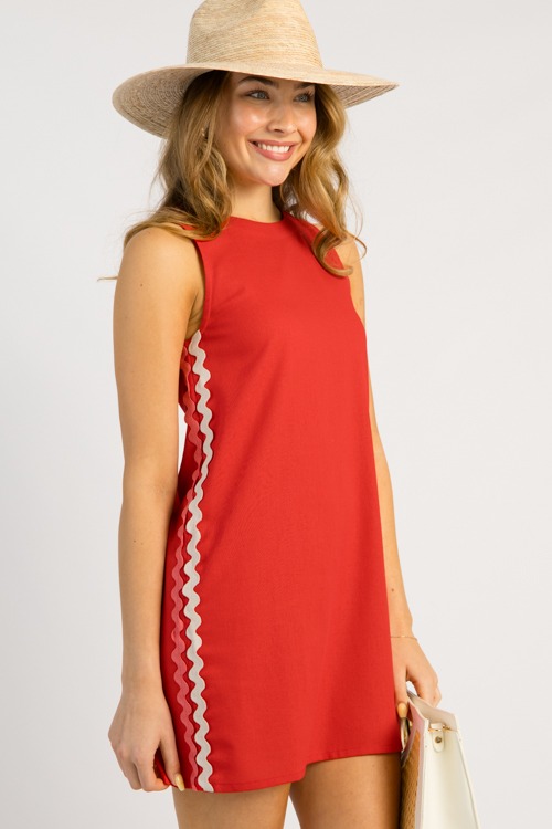 Seeing Double Ric Rac Dress, Tomato