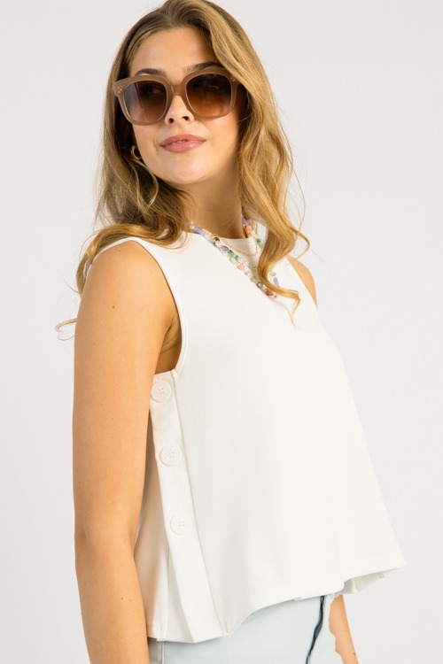 Side Button Knit Tank, White - 0502-166.jpg