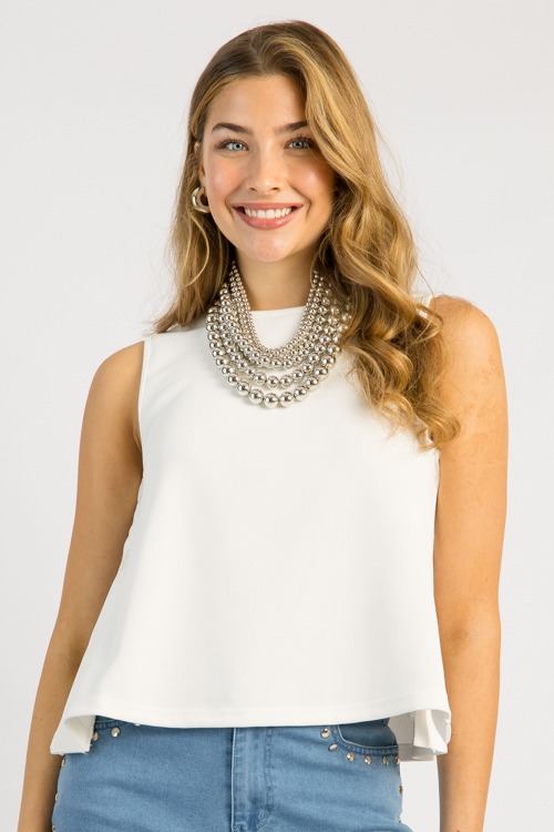 Metallic Layered Necklace, Silver - 0502-168.jpg