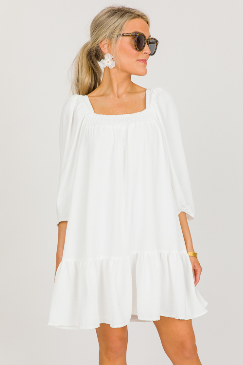 Smock Neck Dress, Off White