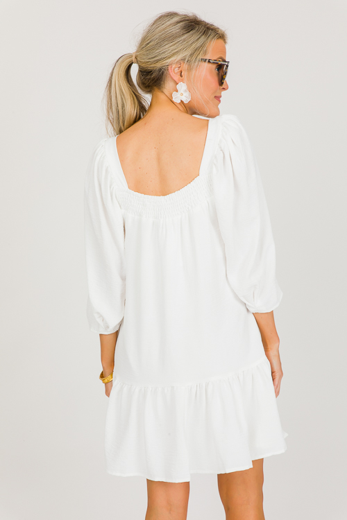 Smock Neck Dress, Off White