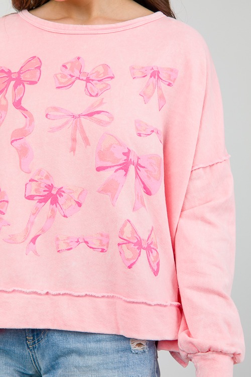 Bow Print Sweatshirt, Pink - 0503-150h.jpg