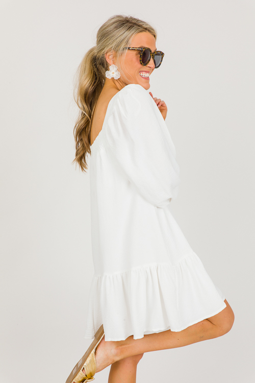 Smock Neck Dress, Off White