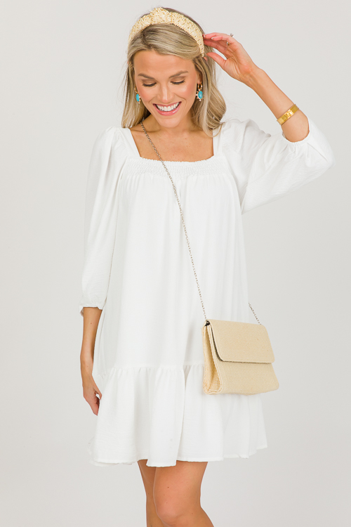 Smock Neck Dress, Off White
