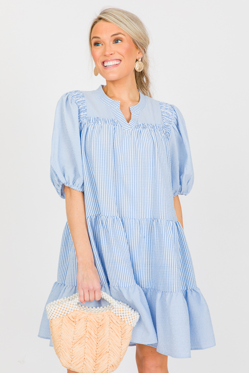 Stripes On Stripes Dress, Blue