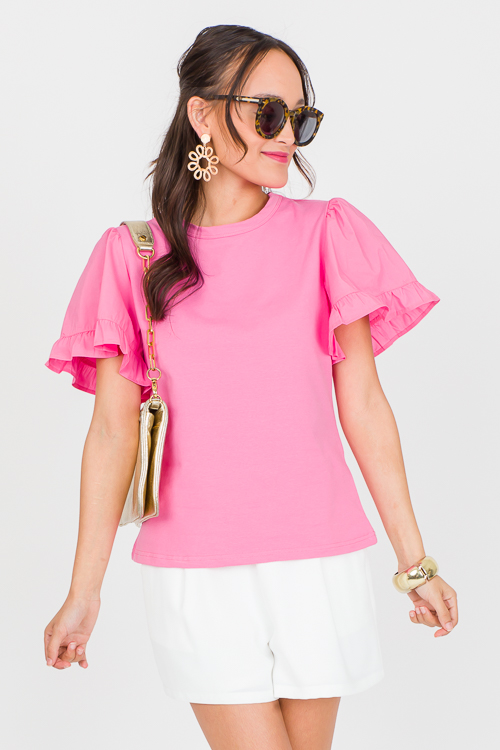 Poplin Sleeve Top, Pink