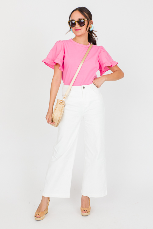 Poplin Sleeve Top, Pink