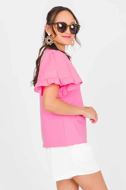 Poplin Sleeve Top, Pink