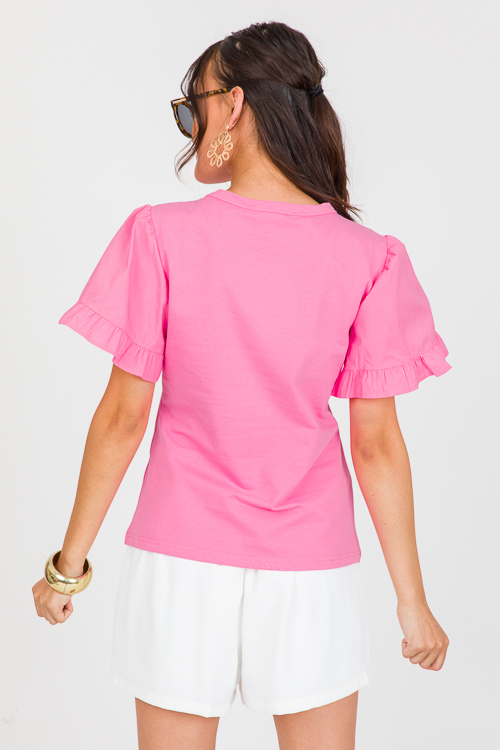 Poplin Sleeve Top, Pink