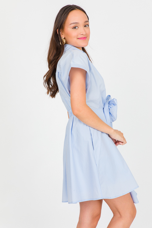 Bow Tie Shirt Dress, Blue