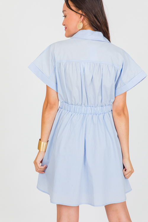 Bow Tie Shirt Dress, Blue