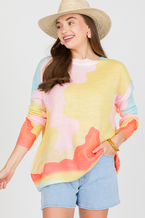 Pastel Abstract Sweater, Pink O