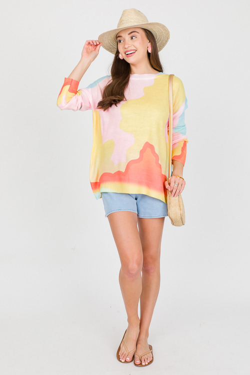 Pastel Abstract Sweater, Pink O