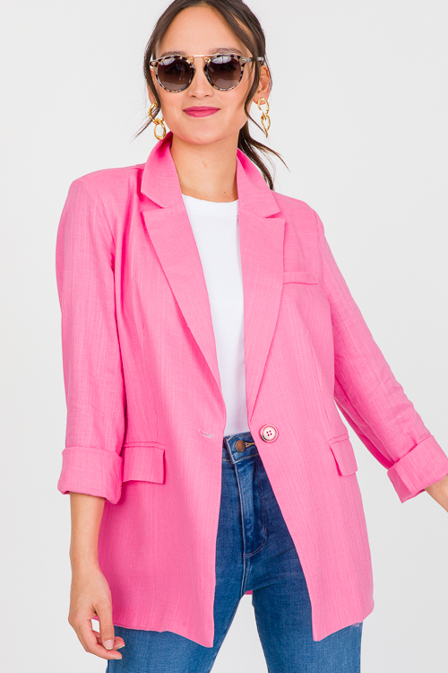 Linen Blazer, Pink