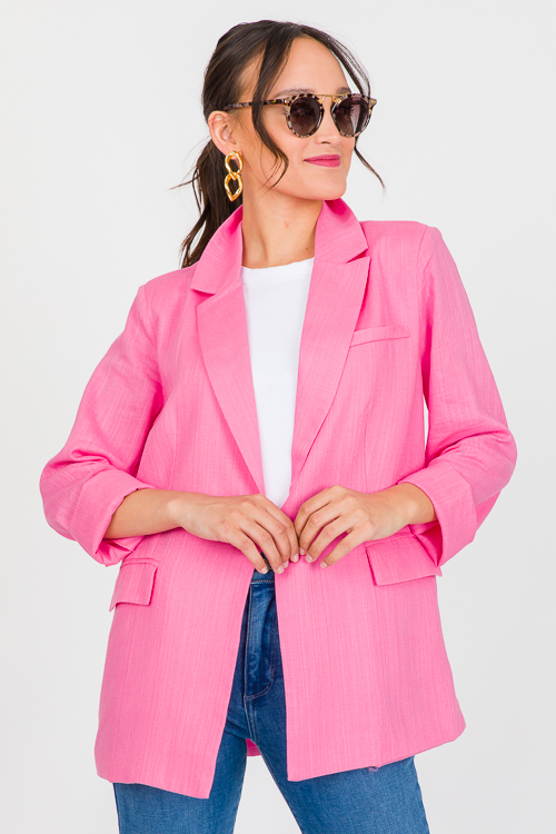 Linen Blazer, Pink