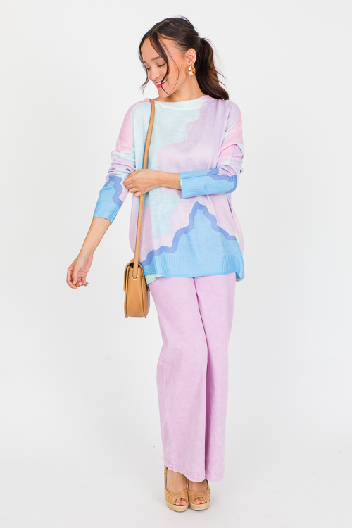 Pastel Abstract Sweater, Lav/Bl