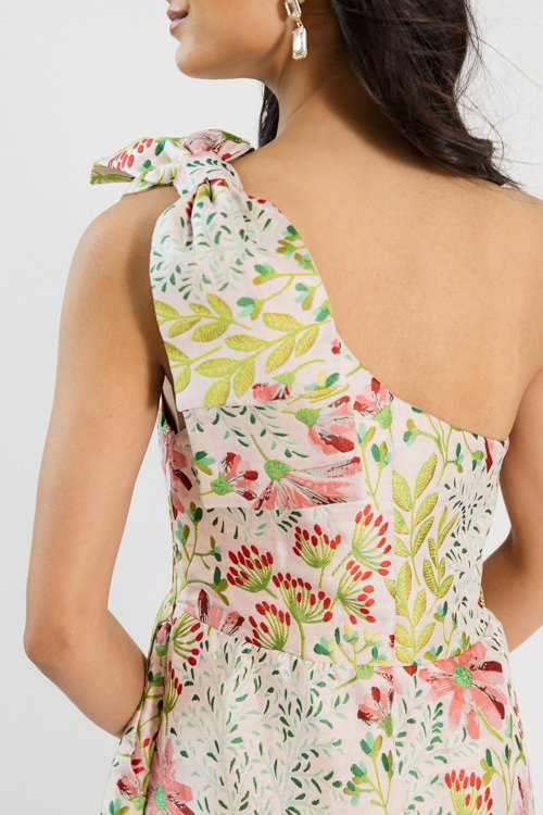 Bow Shoulder Jacquard Midi - New Arrivals - The Blue Door Boutique